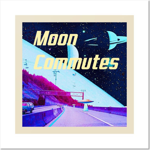 moon commutes logo Wall Art by lofi_retrowave